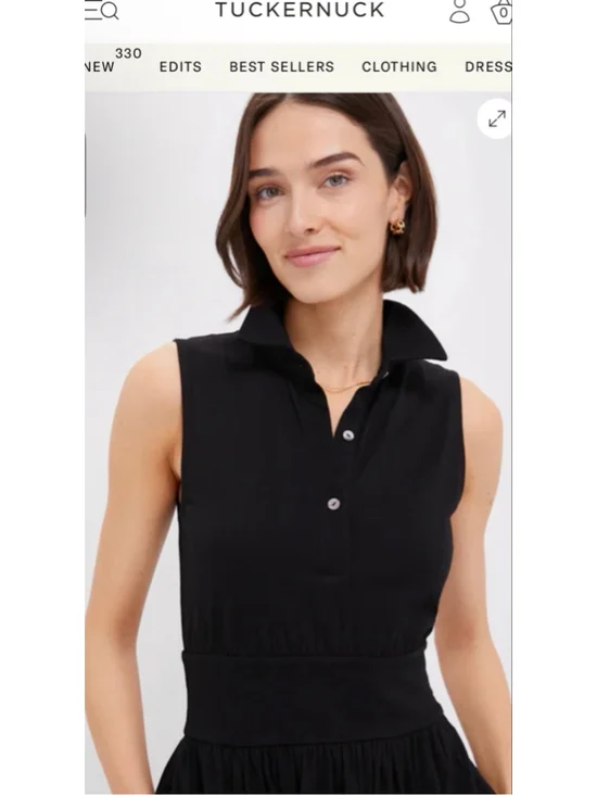 Tuckernuck Black Mikaela Sleeveless Collared Midi Dress M NWT - Picture 4 of 7